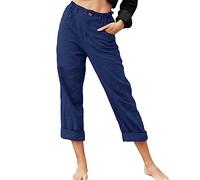 Generico Pantaloni Viscosa Donna Bianchi Completo Pantalone Cerimonia Taglie Forti Donna Elegante Completi Donna con Pantaloni Taglie Forti Pantaloni Sportivi Larghi Leggeri Donna