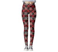 Generico Pantaloni Yoga Leggings Natalizi Donna Natale Print Tights Control Yoga Sport for Alta Vita Abbigliamento Celebrazione Natale