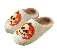 Generico Pantofole Da Donna E Uomoper Halloween, Invernali, Calde, Con Stampa Di Halloween, Comode Ciabatte Pe Da Donna, Morbide, Per Interni Ed Esterni, Comode Scivoli In Peluche Memory Foam