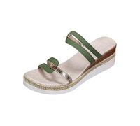 Generico Pantofole Donna Zeppa Ciabatte Summer Casual Comfortable Buckle Strap Thick Bottom Rome Slope Heel Slippers Estive Ortopediche Ciabatt con Estiv Eleganti Mare Ciabatta Comfort Casa Verde 39