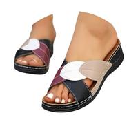 Generico Pantofole Estive Donna con Punta e Cinturino Incrociato,Sandali con Plateau,Comodi,Leggeri,Casual,Estivi,Da Passeggio per Signore per Il Tempo Libero Quotidiano (Nero, 38)