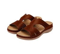Generico Pantofole Estive Donna New Roman con Punta e Suola Spessa,Comodi e Casual con Tacco a Falda per Una Passeggiata in Riva Al Mare (Marrone, 39)