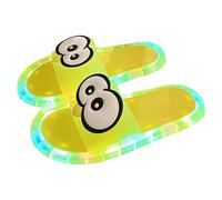 Generico Pantofole Illuminate for Donne Scivoli LED con Sensore di Movimento E Occhi di Cartone Animat Suola Antiscivolo Uso Interno Ed Esterno Wear OS Spiaggia