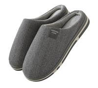 Generico Pantofole In Cotone Coppia Calda For Interni Scarpe For La Casa In Peluche Pantofole Traspiranti Che Assorbono Il Sudore Con Fondo Spesso(Grey,43-44)