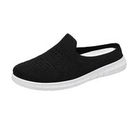 Generico Pantofole Mezza Stampa per Primavera Traspiranti Fly Woven Casual con Gola Bassa Comode per Madri e Lazy Perfette per la Casa e il Relax(Black, 39)
