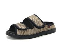 Generico Pantofole Per Diabetici E Piedi Gonfi Uomo Donna Estive Aperte Sandali Ortopediche Pianta Larga Scarpe Regolabile Strappo (Cachi, Adulto, 46, Numero, Sistema Taglie Calzature EU, Larga)