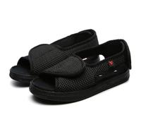 Generico Pantofole Per Diabetici E Piedi Gonfie Uomo Donna Estive Aperte Sandali Pianta Larga Comode Scarpe Ortopedico Elasticizzata (Nero, Adulto, 44, Numero, Sistema Taglie Calzature EU, Larga)