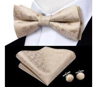 Generico Papillon Pre-legati Papillon da uomo in seta dorata con gemelli, fazzoletto e jacquard floreale pre-annodato a farfalla, for, matrimonio business Per Uomo(Color6)