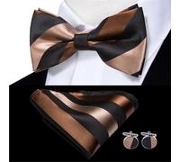 Generico Papillon Pre-legati Papillon da uomo in seta dorata con gemelli, fazzoletto e jacquard floreale pre-annodato a farfalla, for, matrimonio business Per Uomo(Color28)