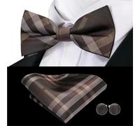 Generico Papillon Pre-legati Papillon da uomo in seta dorata con gemelli, fazzoletto e jacquard floreale pre-annodato a farfalla, for, matrimonio business Per Uomo(Color29)