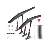 Generico Parafango Bici Strada, YP0714030, Anteriore Posteriore, PP Nero | Parafango regolabile con fanalino removibile, asta 21-27 cm, batterie R130