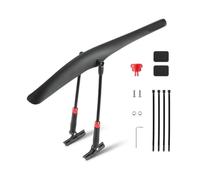 Generico Parafango Bici Strada, YP0714030, Anteriore Posteriore, PP Nero | Parafango regolabile con fanalino removibile, asta 21-27 cm, batterie R130