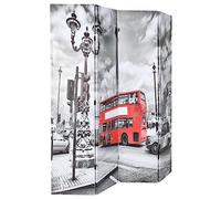 Generico Paravento Pieghevole 160x170 cm Stampa Bus Londra Bianco e Nero,Multicolore,5.9kg,245874