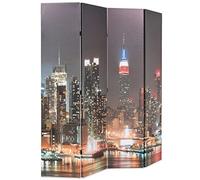 Generico Paravento Pieghevole 160x170 cm Stampa New York di Notte,Multicolore,5.9kg,245862