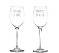 Generico Partners in Wine Coppia Bicchieri Personalizzati Calici da Drink Spritz Vino Bianco Rosso Dedica Anniversario Amore Brindisi festa degli innamorati Romantici Idea Regalo Compleanno Natale