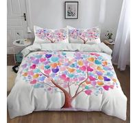 Generico Parure letto con Copripiumino e 1 Federa Singolo Bianco 135 x 200 cm, Parure Copripiumino Luxury Morbida Microfibra con Stampa - Cartone Animato Amore Albero Della Vita