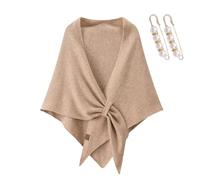 Generico Pashmina Shawl Wraps for Women, Knitted Triangle Shawls and Wraps Solid Color Wool Blend Shawl (Beige)