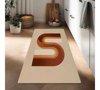 Generico Passatoie Lunghe per Corridoio 40 x 120 cm, Tappeto Antiscivolo Simple Moderne Art Lettres - Tappeto Stretto Passatoia Lavabile Beige per Scale Cucina Ingresso Corridoio