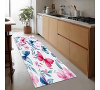 Generico Passatoie Lunghe per Corridoio 50 x 140 cm, Tappeto Antiscivolo Aquarelle Animaux Fleurs Papillons - Tappeto Stretto Passatoia Lavabile Blanc per Scale Cucina Ingresso Corridoio