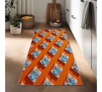 Generico Passatoie Lunghe per Corridoio 50 x 140 cm, Tappeto Antiscivolo Élégant Géométrique Nœud Papillon Moderne - Tappeto Stretto Passatoia Lavabile Orange per Scale Cucina Ingresso Corridoio