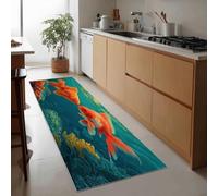 Generico Passatoie Lunghe per Corridoio 50 x 140 cm, Tappeto Antiscivolo Hyperréalisme Animaux Océan Poisson Rouge - Tappeto Stretto Passatoia Lavabile Cyan per Scale Cucina Ingresso Corridoio