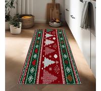 Generico Passatoie Lunghe per Corridoio 60 x 150 cm, Tappeto Antiscivolo Noël Plante Cœur Flocon De Neige - Tappeto Stretto Passatoia Lavabile Rouge per Scale Cucina Ingresso Corridoio