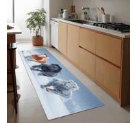Generico Passatoie Lunghe per Corridoio 60 x 180 cm, Tappeto Antiscivolo Nature Minimalisme Animaux Cheval - Tappeto Stretto Passatoia Lavabile Blanc Neige per Scale Cucina Ingresso Corridoio