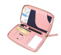 Generico Passport Wallet, Book Holder, Pu Leather Organizer with Multi-Card Slots 5.7 X 4.3 Inches, Travel Purse, Waterproof Case for Men, Women, Money, Ticket, Airport, Photocards Use, Pink Black