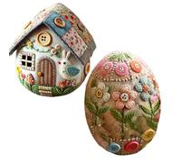 Generico Patchwork Felt Egg House DIY Kit, DIY Patchwork Felt Egg House Chick Craft Kit, Handmade Embroidered Easter (B+D)