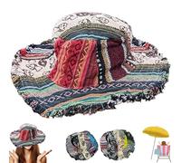 Generico Patchwork Multicolored Mushroom Hemp Hat with Hidden Pocket Fedorahats, Handmade Stripe Wide Brim Beach Sun cap Unisex (Multicolor,Taglia Unica)