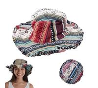 Generico Patchwork Multicolored Mushroom Hemp Hat with Hidden Pocket fedorahats, Hemp Hat for Men, for Holiday Beach (1pcs)
