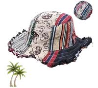 Generico Patchwork Multicolored Mushroom Hemp Hat with Hidden Pocket Fedorahats, Multicolored Mushroom Hemp Hat,Adjustable Brim (1Pcs)