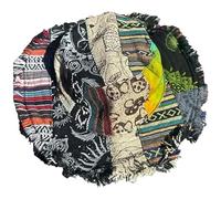 Generico Patchwork Multicolored Mushroom Hemp Hat with Hidden Pocket Fedorahats, Patchwork Stripe Bucket Hat Sunhat for Holiday Beach (A)