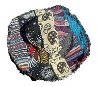 Generico Patchwork Multicolored Mushroom Hemp Hat with Hidden Pocket Fedorahats, Patchwork Stripe Bucket Hat Sunhat for Holiday Beach (C)