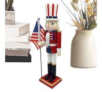 Generico Patriotic Nutcracker Figurines, Tabletop Ornament, Decoration with Red White Blue Motif, Sturdy Solid Wood Craft, Collectible Figurine with Traditional Design, Display Gift for Kids Room