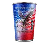 Generico Patriotic Stainless Steel - 250th USA Edition | 16.9oz Cold-Activated Red White & Blue Design | Reusable Insulated Cup For Cold Drinks, Water, Soda & Juice, Independence Day Gift