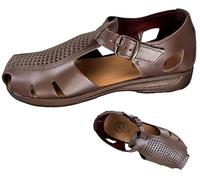 Generico Patrizia Azzi Arizona 7399, Sandali Uomo in Pelle Marrone con Fibbia, Suola in PU, 100% Made in Italy (Marrone, Sistema Taglie Calzature EU, Adulto, Numero, Media, 43)