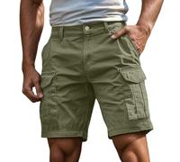 Generico Patta Coprente sulle Tasche Cargo Evita Caduta Cellulare Chiavi Anche con Movimento Dinamico Pantaloncini Verde Cargo Uomo Lunghezza 5/4 Ginocchio, Taglio Ampio Morbido Multi Tasche