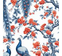 Generico Pavone Carta da Parati Autoadesivo, Natura Opaco Carta da Parati, Impermeabile Wallpaper Con Supporto Adesivo per Muro Soggiorno Bagno Camera Decorativi 45X2000CM