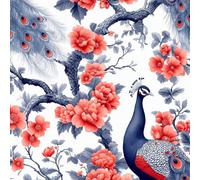 Generico Pavone Carta da Parati da Attaccare e Staccare 45X2000CM, 3D Fiori Tessuti Non Tessuti Autoadesivo Wallpaper, Impermeabile Opaco Addensare Decorativi Carta Adesiva