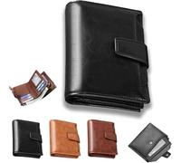 Generico Peachloft Wallet, Men's RFID Blocking Bifold Wallet, PU Leather Multi-Card Zipper Pocket Anti-Theft Coin Purse (Black)