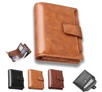 Generico Peachloft Wallet, Men's RFID Blocking Bifold Wallet, PU Leather Multi-Card Zipper Pocket Anti-Theft Coin Purse (Brown)
