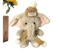 Generico Peluche A Forma Di Elefante - Bambola Carina con Cappello e Sciarpa da 13 cm,Giocattoli a Forma di Elefante Grigio - Per Adulti, Decorazione per Salotto, Divano e