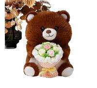 Generico Peluche - Bambola di peluche con bouquet | Orsetto morbido, gatto di, adorabile giocattolo da abbracciare per Natale, compleanno, matrimonio, San, celebrazioni, decorazione domestica,