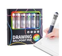 Genérico Pen - 6 Pack With 60 Colors - Penna multicolore | Retrattable 10-in-1 Pens Stackable For Students, Kids & Office | Smooth Writing Pens For School, Journaling, Art