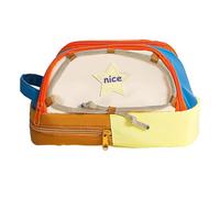 Generico Pencil Case, Cosmetic Pouch, Stylish Star Pattern Pen Storage Bag, Sturdy Zipper, Portable for Teen Girls, School, Work, 9.06x4.72x5.51 Inches, Canvas Material