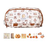 Genérico Pencil Case Cute - 8.66x4.33x2.76 Inches Large Capacity School Supplies Bag | Capybara Stationery Set | Wide Opening Mouth School Supplies Stationery Case Holder for Boy Girl Teen Kids, Caffè