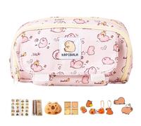 Genérico Pencil Case Cute - 8.66x4.33x2.76 Inches Large Capacity School Supplies Bag | Capybara Stationery Set | Wide Opening Mouth School Supplies Stationery Case Holder for Boy Girl Teen Kids, rosa