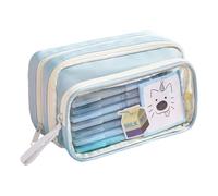 Generico Pencil Case, High-Capacity Stationery Organizer, Portable Design with Handle, Multi-Pocket Storage for School, College, or Offices Use by Kids and Adults, 8.86x4.72x2.76 inches, Pink, Blue