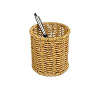 Generico Pencil Holder - Imitation Rattan Desk Organizer, Office Pen Cup, Stationery Storage Bin, Desktop Supply | Home Office School Classroom Study Room Studio Vanity Table Organization